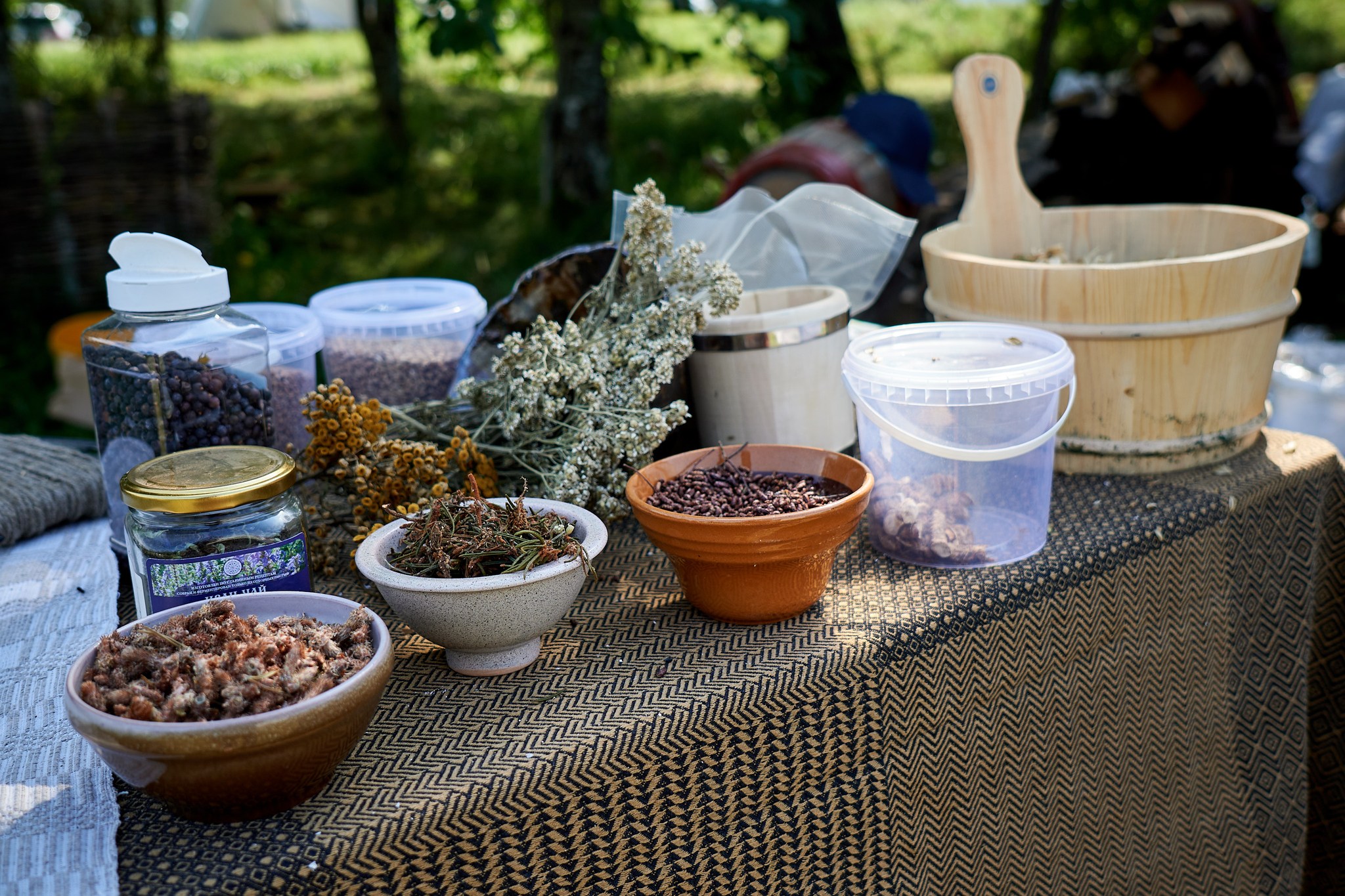 Traditional food presented on a table.