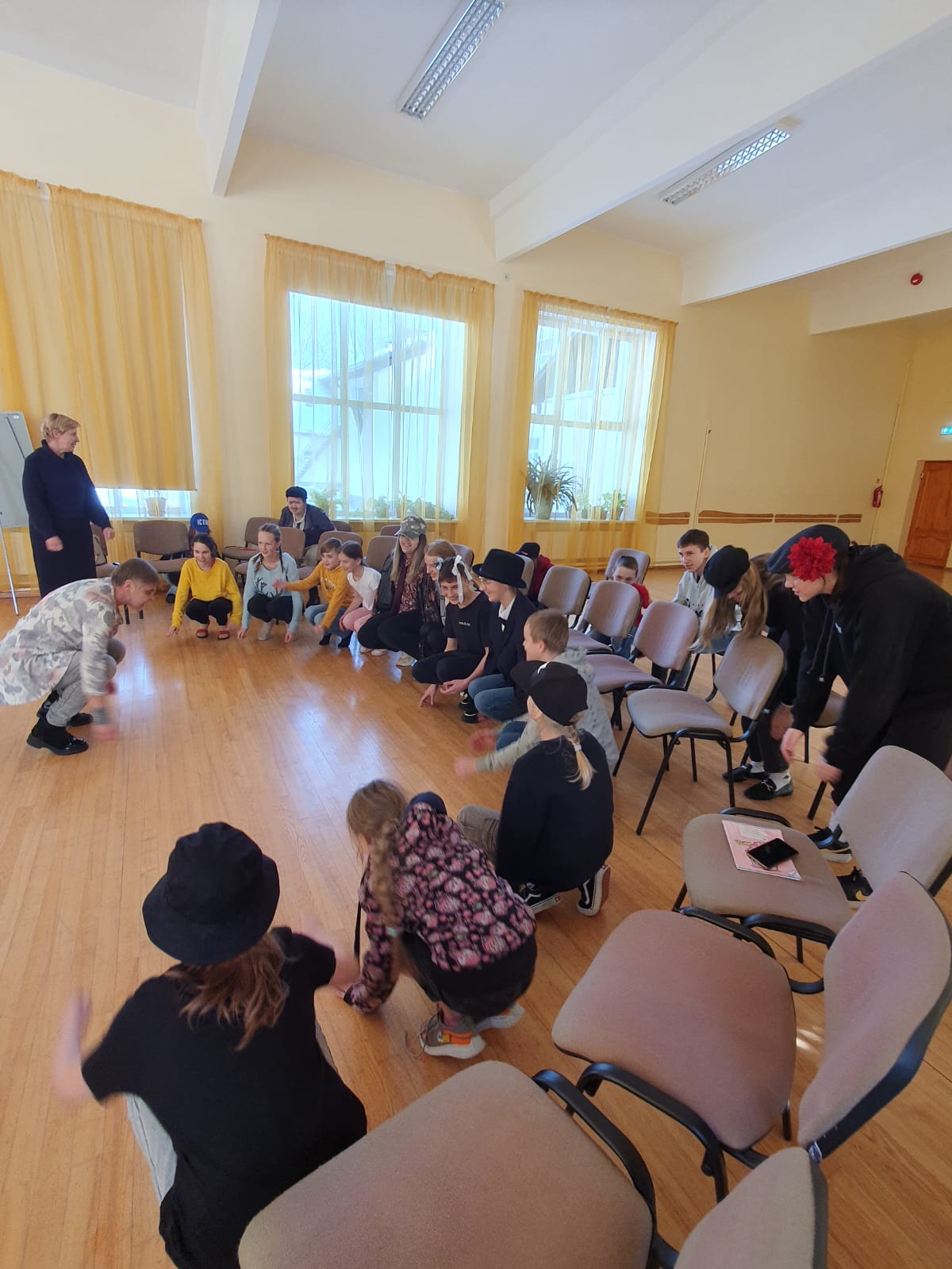 Students at a storytelling workshop.